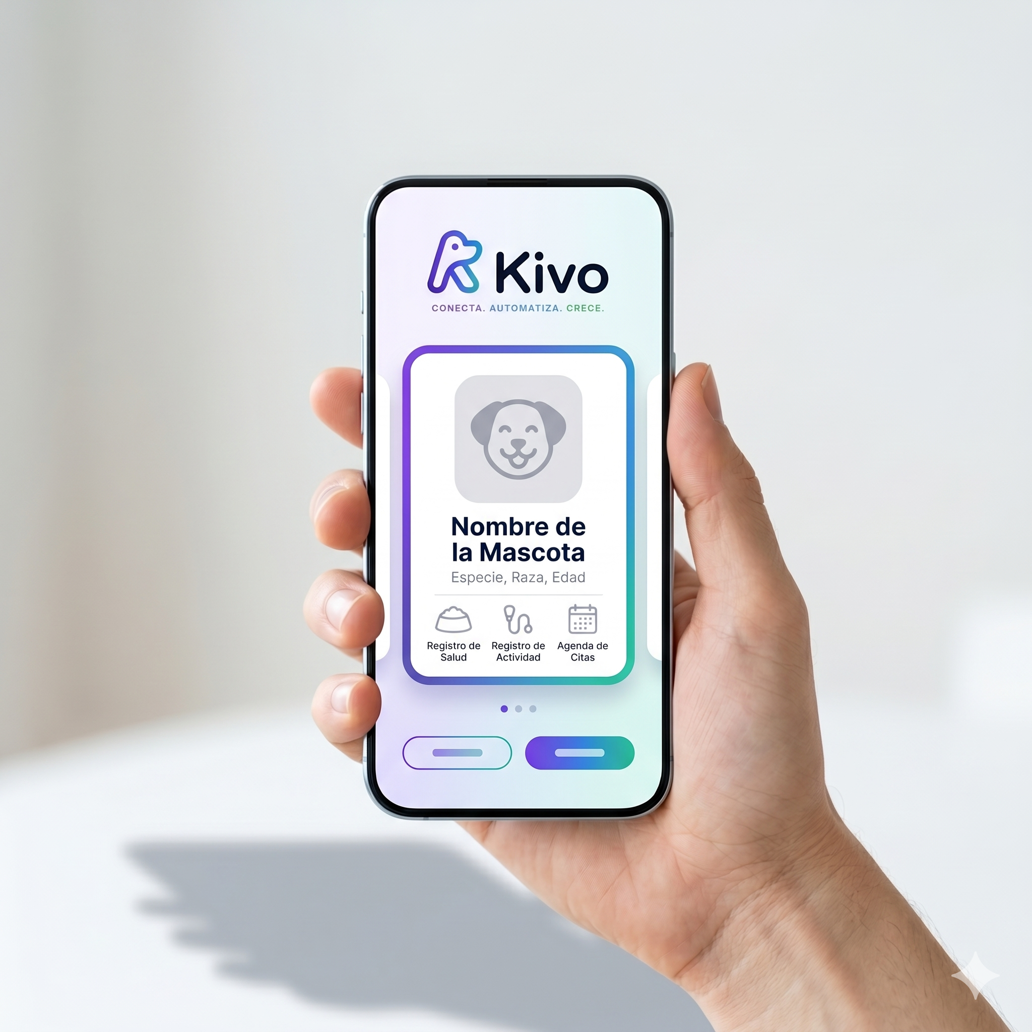 Portal de mascotas de Kivo en dispositivo móvil